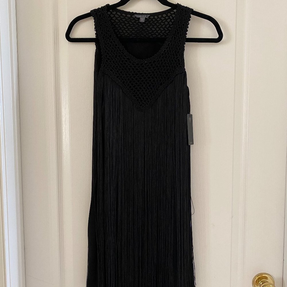 GUESS Black Crochet-Yoke Fringe Shift Dress - Picture 3 of 10